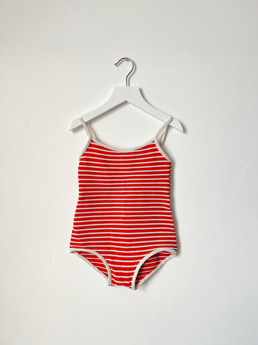 Red and White Striped Swimming Suit