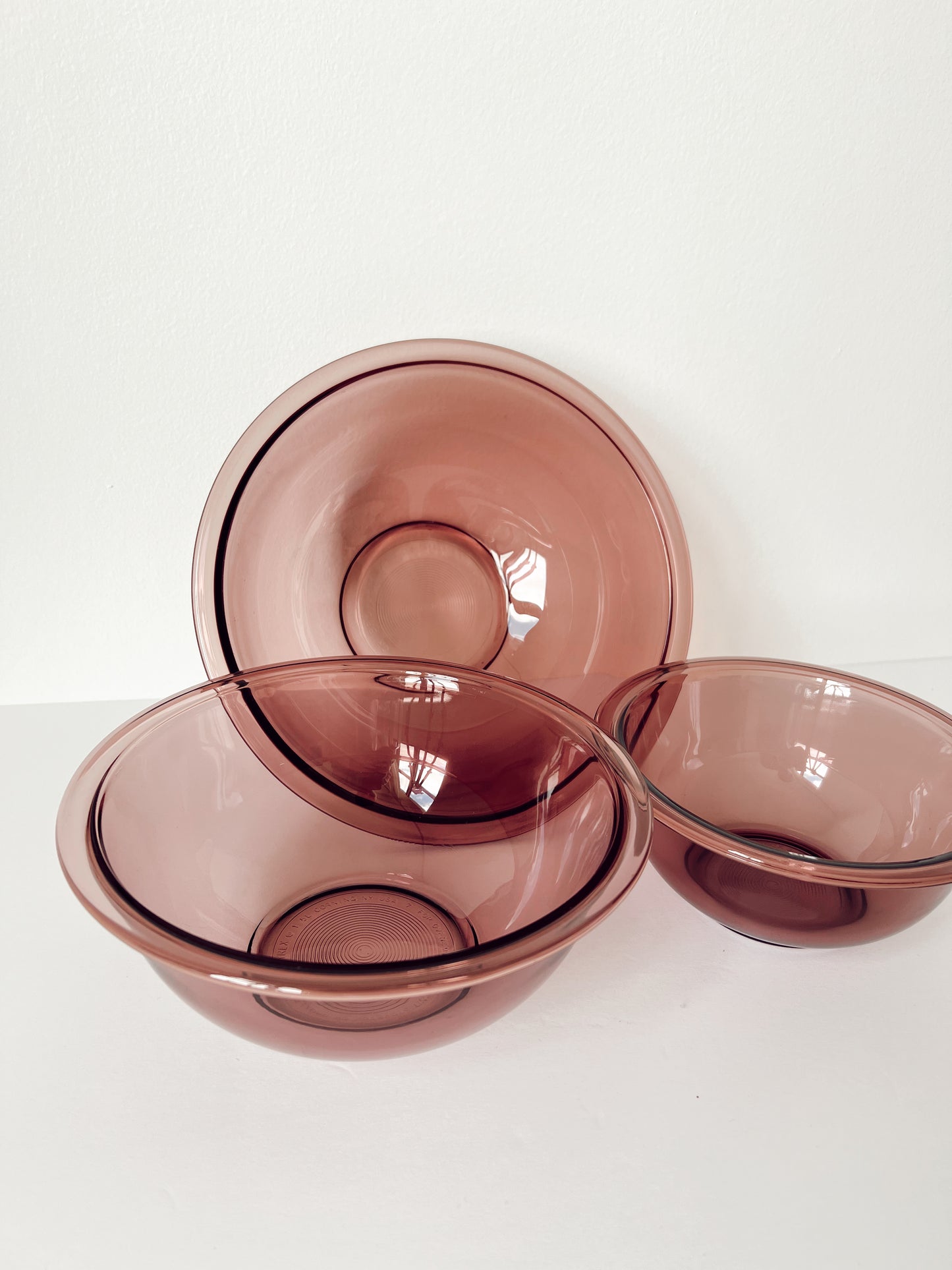 Vintage Cranberry Pyrex Nesting Bowls