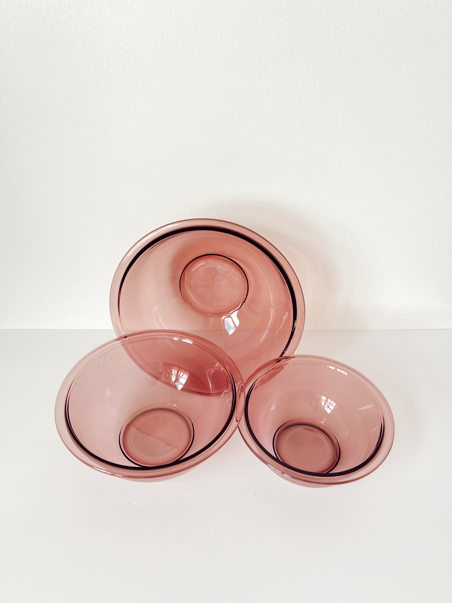 Vintage Cranberry Pyrex Nesting Bowls